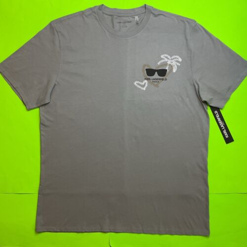 KARL LAGERFELD Men’s Short Sleeve T-Shirt Paris Size X-LARGE Gray w/Black