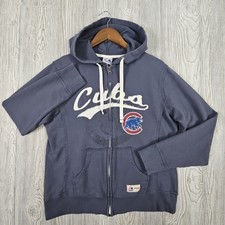 Chicago Cubs Jacket Women's Large* Blue Full Zip Logo Hooded Mlb Majestic