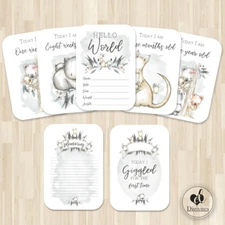  Unisex Milestone Cards, Australian Animals,  Photo props, 40 cards, 300gsm