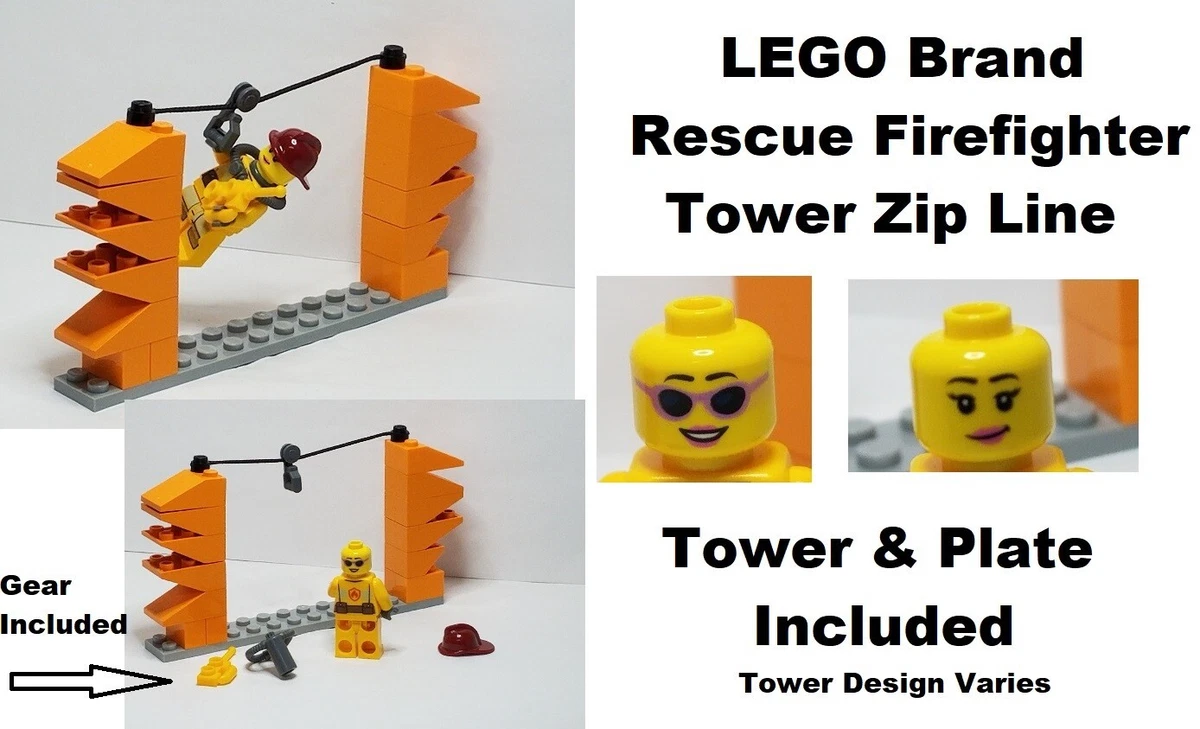 LEGO Firefighter with Rescue Training Tower Plate Zip Line