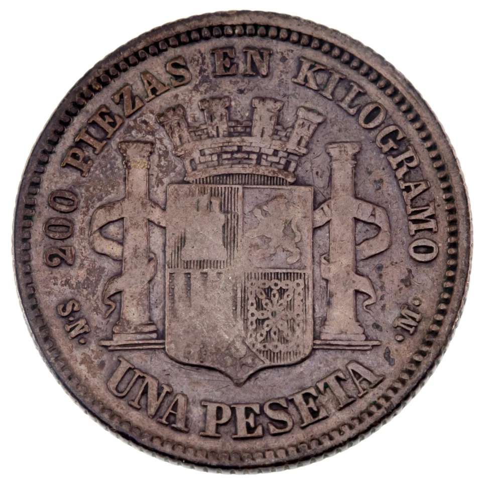 1869 Spain (Gobierno Provisional) Peseta Silver Coin KM# 652 - Image 2 of 3