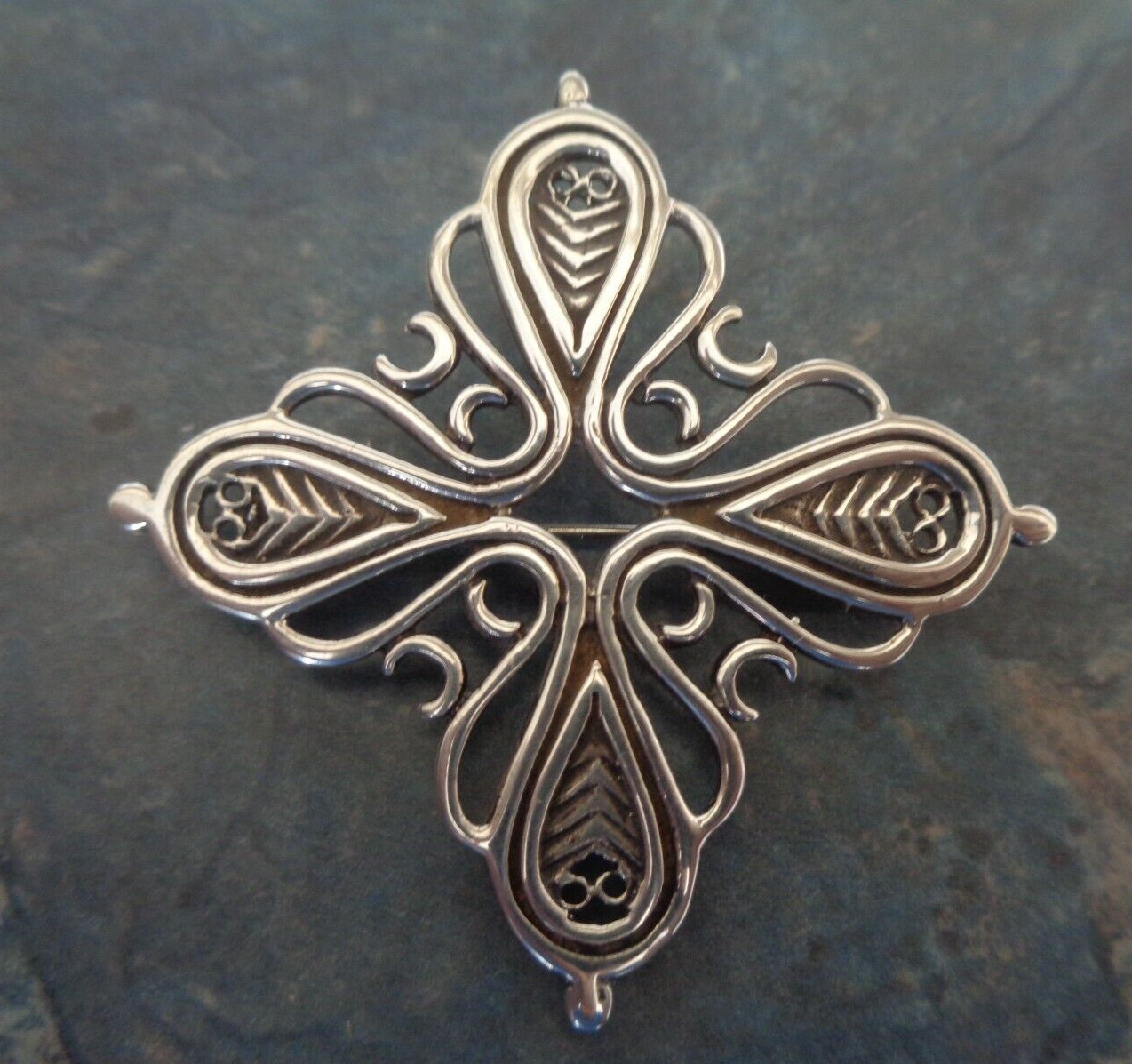 Ola Gorie Orkney Brooch LARGE Scottish Stg. Silver EARLY Finnish Design h/m 1972 thumbnail 5