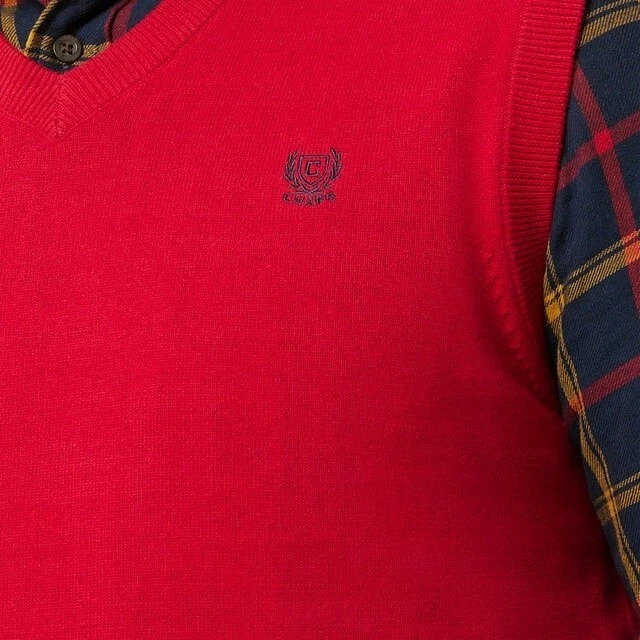 CHAPS RALPH LAUREN RED V-NECK SLEEVELESS SWEATER VEST SZ: 2XB 2XL 2X XXL NWT - Image 4 of 4