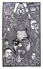 THE BIG LEBOWSKI MOVIE Hand Signed Posterography Letterpress Graffiti Art 11x17"