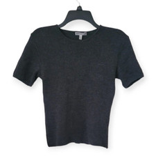 Emporio Armani Dark Grey Short Sleeve Women Ribbed Tee Size EU44 / US 28