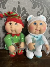 Lot Cabbage Patch Kids Holiday Helpers Icy Polar Bear Tinsel Elf Baby Dolls