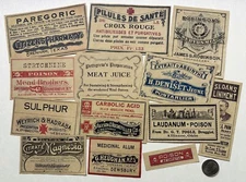 Set of 13 POISON VINTAGE LOOK APOTHECARY LABELS Halloween/Primitive Tea-stained