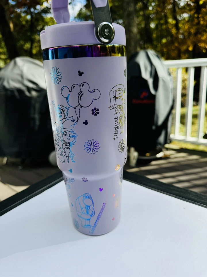 30盎司翻盖吸管隔热玻璃杯激光雕刻迪士尼Inside Out 2 — 第 4/4 张图片