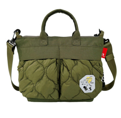 Peanuts Snoopy DELI Puff 2way Tote Bag Shoulder Bag Khaki ROOTOTE Japan New