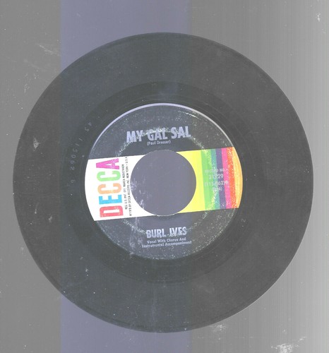 Burl Ives My Gal Sal Call My Name 45 RPM Decca Vinyl Record - Imagen 2 de 8