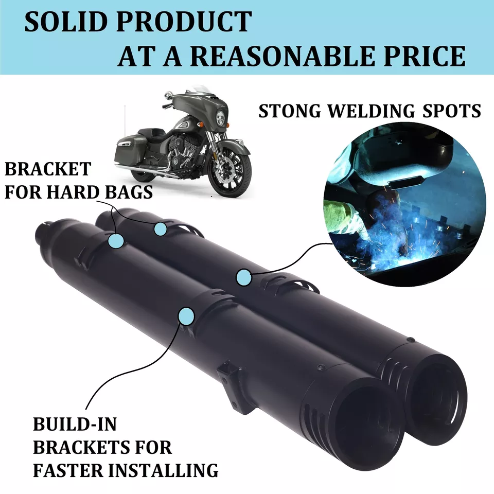 4" Slip On Mufflers Exhaust Pipe for Indian 2014-UP Partial Chieftain - Image 3 of 4