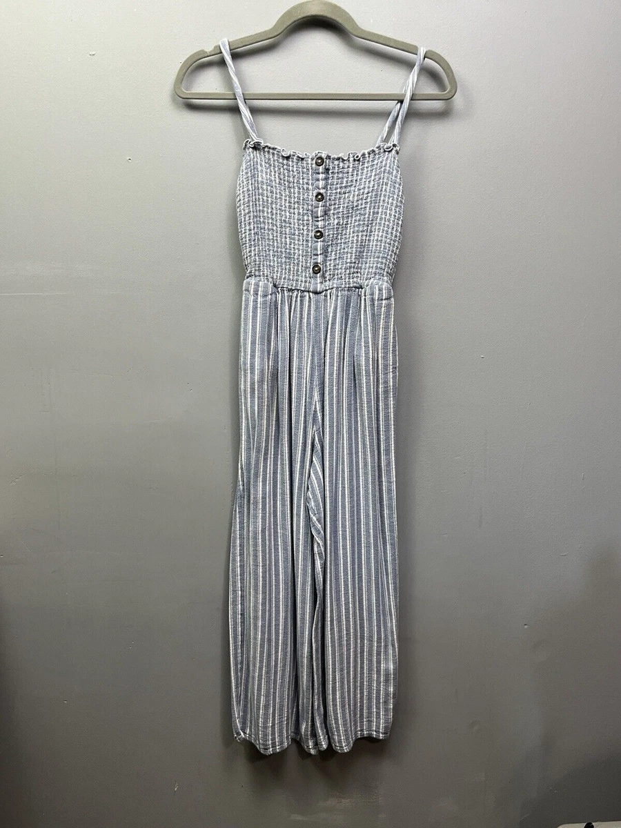 Hollister Jumpsuit Womens small Striped Cropped Striped smocked