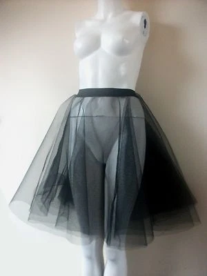 INSPIRED COSTUMES Black Petticoat underskirt 2 LAYERS STIFF NET FULL CIRCLE skirt