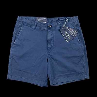 NWT Vineyard Vines Island Shorts Men s 32 Oxbow Blue Chino Khaki 7  Inseam NEW!!