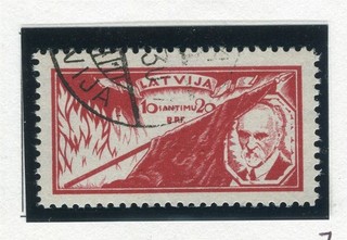 LATVIA; 1930 Latvia Monument to Poet Rainis fine used 20s. value