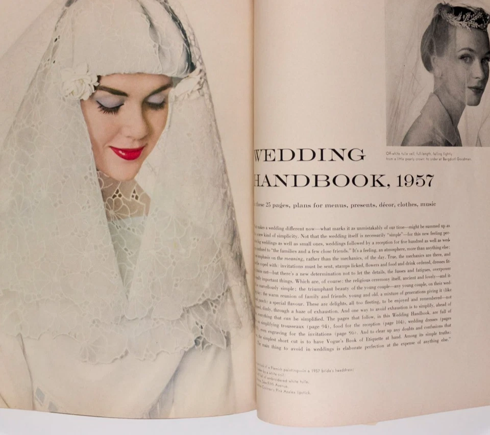 Anne St Marie RENE BOUCHE Bridal VOGUE July 1957 Marmie Eisenhower HORST Vevean - Image 2 of 4