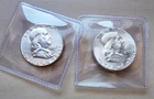 SET of TWO 1963-P Franklin 90% Silver BU Half Dollars
