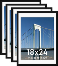 Set of 4 Black 18x24 Poster Frames for 16x20 Photos, Vertical or Horizontal Disp