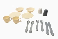 NEW Step2 plastic White dishes silverware cups plates bowls kitchen toy Part Set