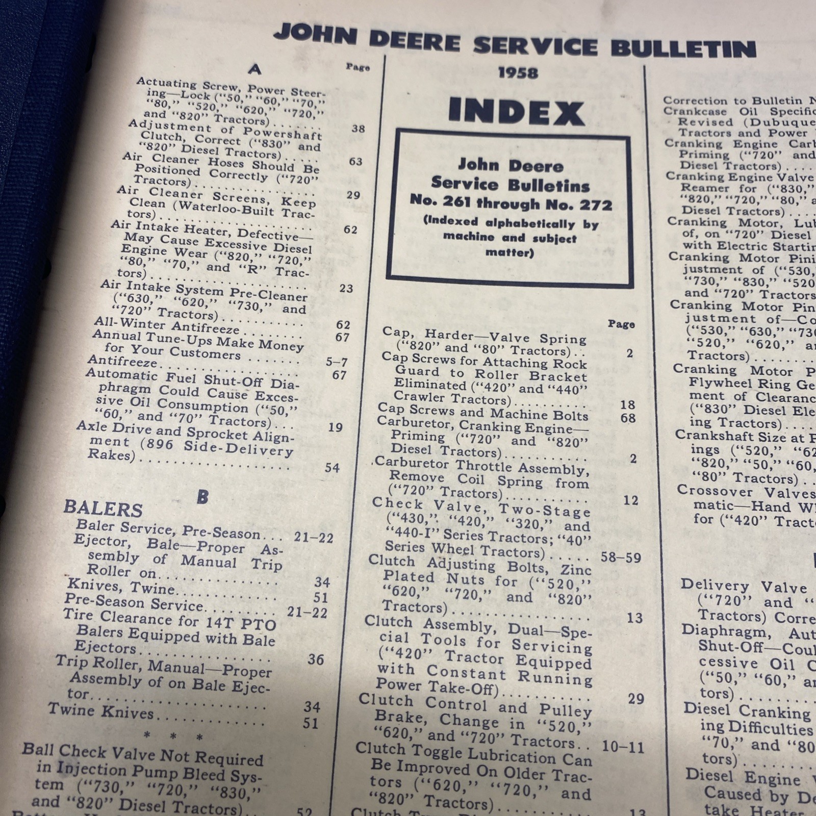 1958 59 60  John Deere General Sales Manual  Service Bulletins JM-12