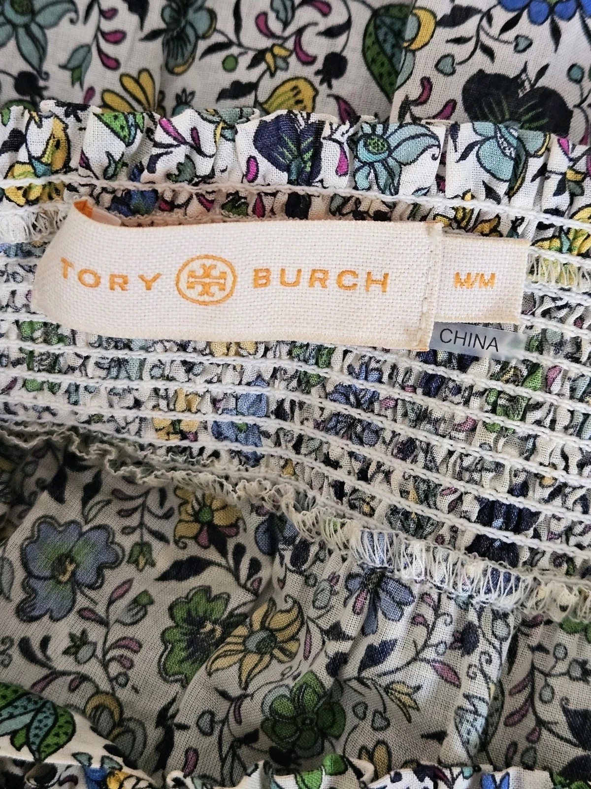 Abito midi senza maniche Tory Burch taglia M medio prendisole fumè cotone floreale