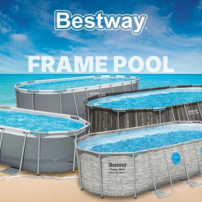 Frame Pool Swimmingpool Gartenpool Schwimmbecken oval mehrfarbig