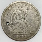 1842-O 50C Seated Liberty Silver Half Dollar: Holed