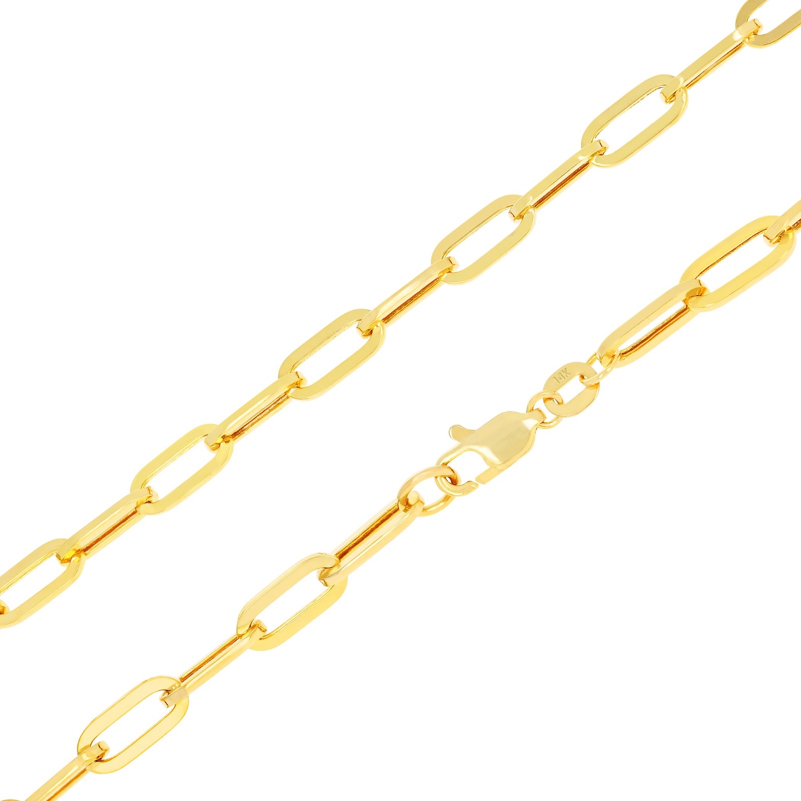 14k Yellow Gold 5mm Paperclip Chain Rolo Dainy Cable Link Necklace Men Women 20"