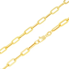 14k Yellow Gold 5mm Paperclip Chain Rolo Dainy Cable Link Necklace Men Women 20"
