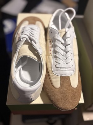 Marni SNK MARNI D White Brown Lace Up Low Top Sneakers Rubber Outsole Men