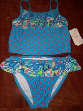 Girls 6 Tommy Bahamas New 2P Turquoise Swimsuit UPF 50