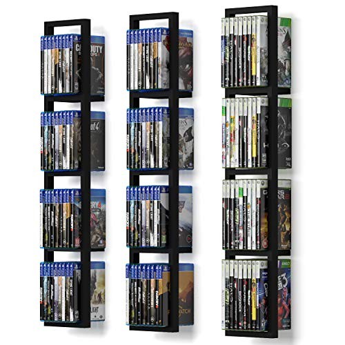 Black Floating Shelves for Wall, 34 Inch Video Games CD DVD Storage Shelves,