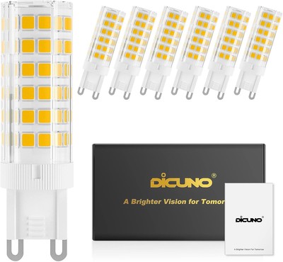 DiCUNO G9 LED Bulb, Ceramic Base Light Bulb 6W (60W Halogen 6w Warm White 