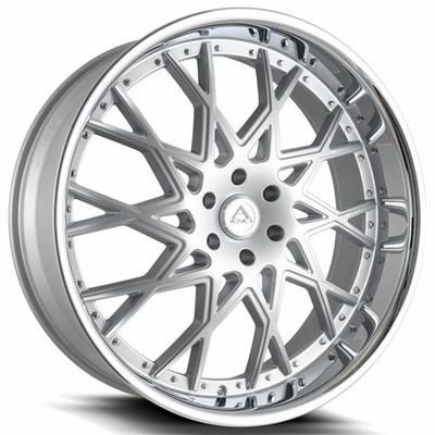 Azad Wheels AZ822 26x10 Silver Brushed with Chrome Lip (4pcs) A2