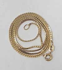 14k Solid Yellow Gold Box Link Chain Necklace 2.6 Grams Excellent Condition