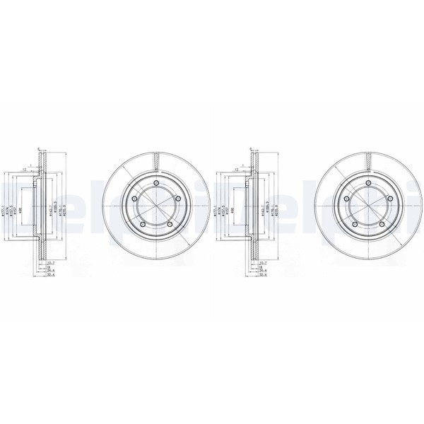 2X Delphi Bremsscheiben 277Mm BelÜFtet Vorne Passend FüR Bertone Freeclimber-image