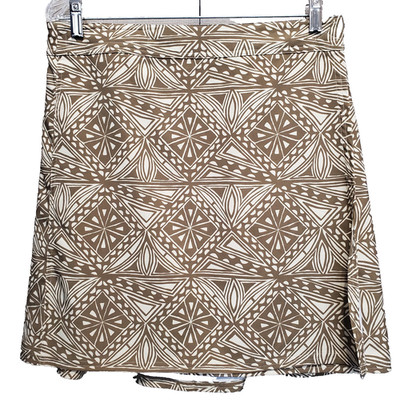 RipSkirt Hawaii Cream/Tan Geo Print Hook & Loop Wrap Skirt Size Medium