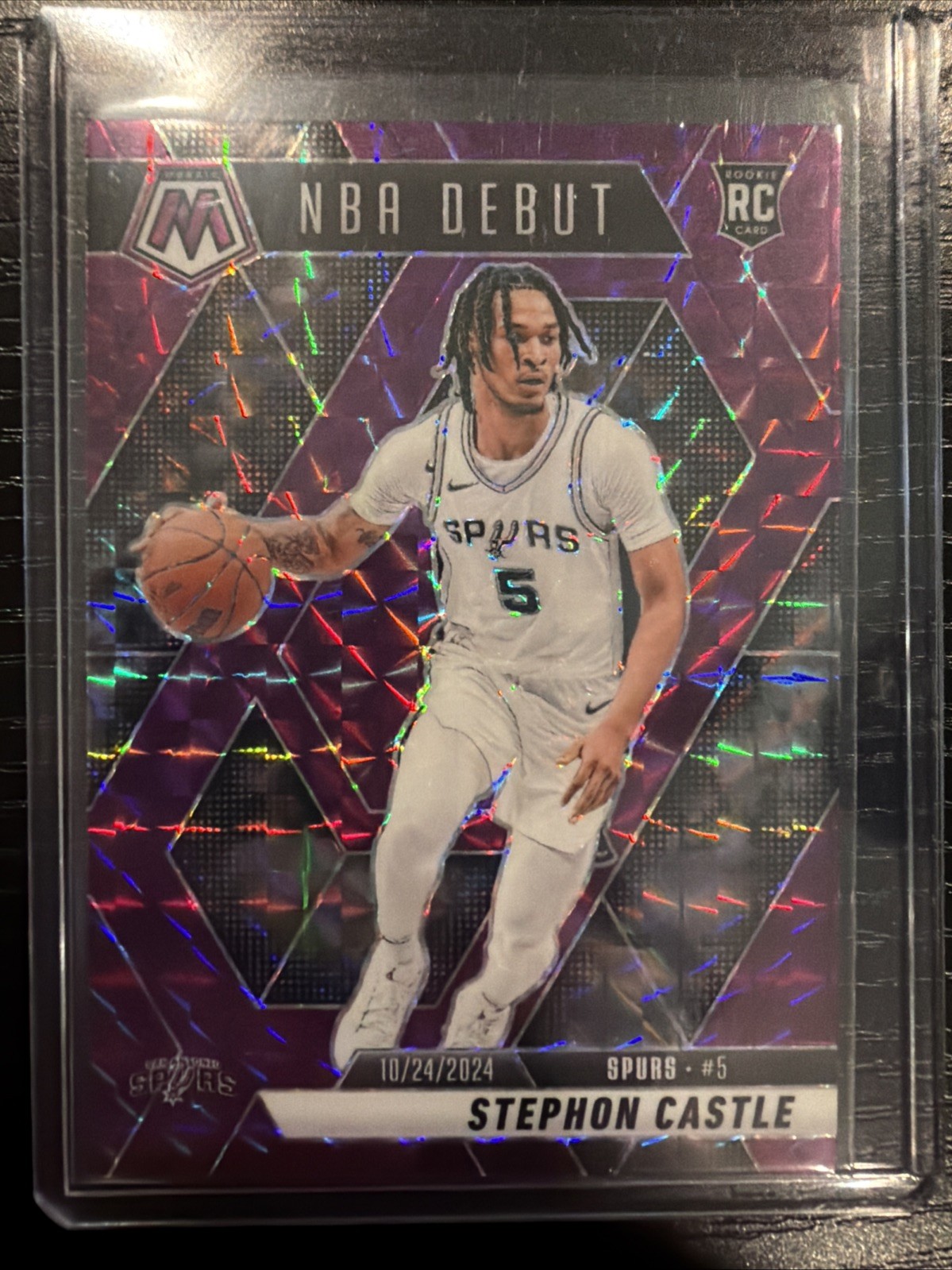 2024-25 Panini Mosaic NBA Debut Stephon Castle #267 Purple Mosaic Prizm /99 (RC)