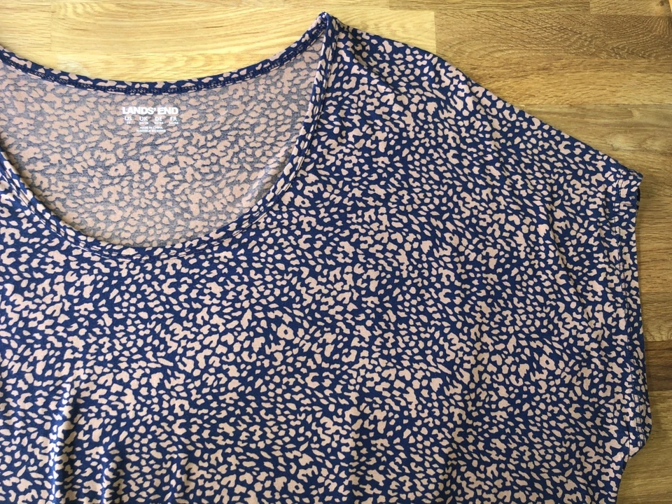 LANDS' END - Damen T-Shirt Kurzarm Plus-Size 2X (52/54) blau-braun - Bild 3 von 3