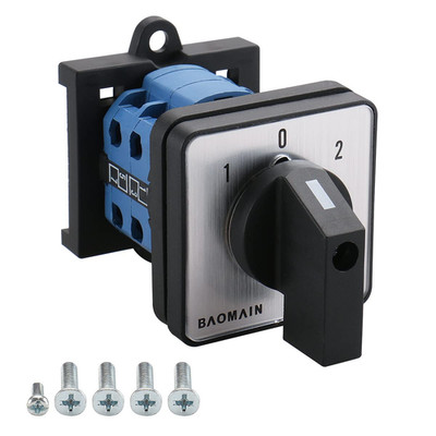 20A 660V 2-Pole Changeover Switch,3-Position(1-0-2) Rotary Selector for Motor Re