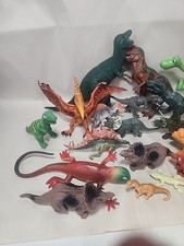 Dinosaurs Lot Of 18 Hard Plastic/Rubber Toys, Mixed Sizes  Brands.