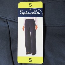 SPLENDID Wide Leg Pull On Dress Pants Size S Navy Blue Stretch Knit Trousers NWT