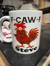 Personalised F-Caw-F Cartoon Chicken cup, mug, Funny FCAWF Graphic Hilarious Far