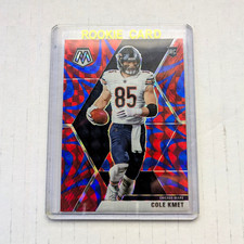 2020 Panini Mosaic Blue Reactive Cole Kmet Rookie Card Prizm #218 Chicago Bears. rookie card picture