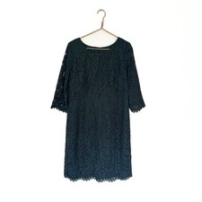 Talbots Womens 14 Petite Teal Green Lace Sheath Dress New Career