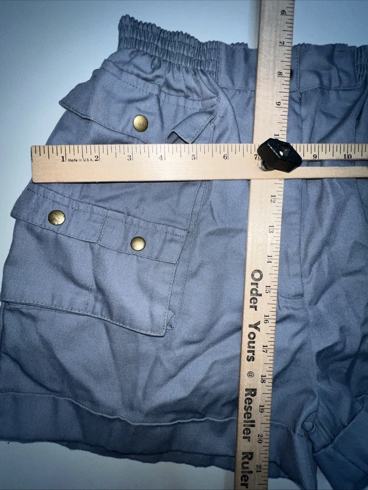 Pantalones Cortos Vintage Sears Carga Juniors Talla 13 Azul Cintura Elástica Cierre Botón Sarga Foto 4 de 4