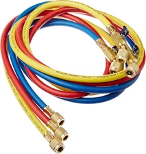 Yellow Jacket 29986 Plus II 1/4" Hose with Compact Ball Valve, 72" (Pack of 3)..