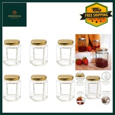 8oz Glass Hexagonal Jars with Gold Lids - Perfect for Gifts & Preserves