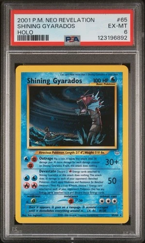2001 Pokémon Neo Revelation Shining Gyarados Holo #65 PSA 6 EX-MT