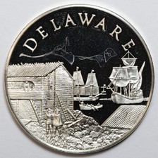 Franklin Mint State of Delaware .925 Silver Proof Coin / Round - 24.5g